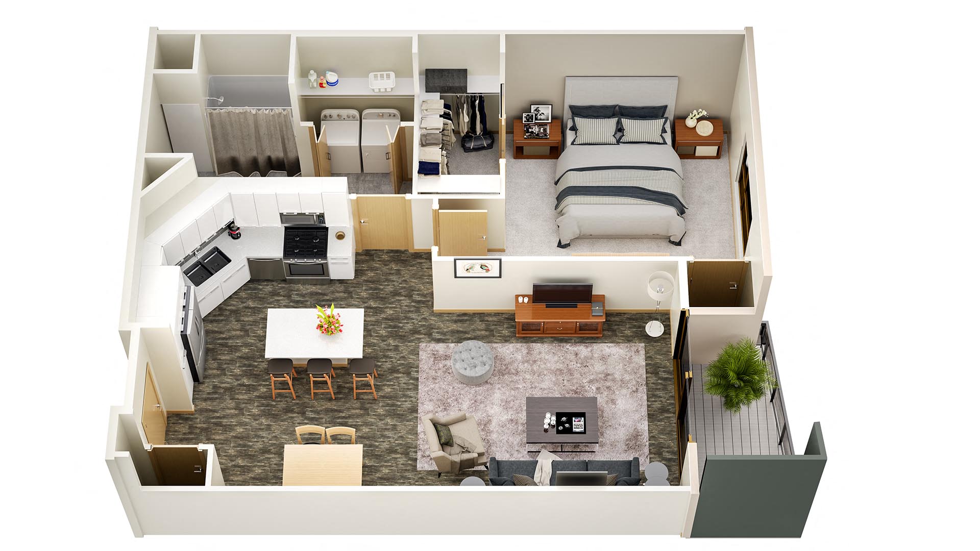 Floor plan for 1 bed, 1 bath, 856 sqft